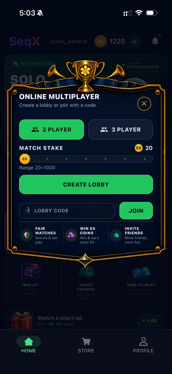 SeqX online multiplayer match