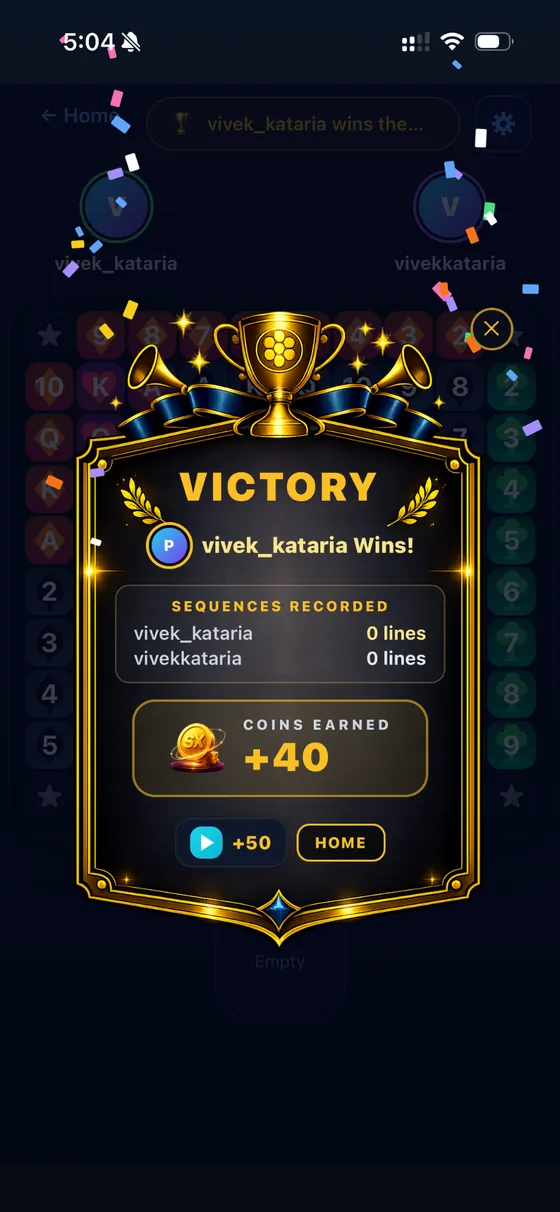 SeqX victory screen